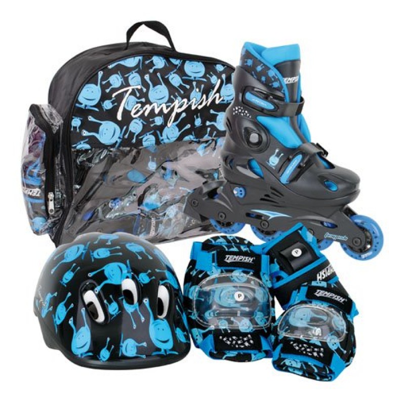 Ролики + 3 элемента защиты TEMPISH 2016 UFO baby skate set чёрный/синий